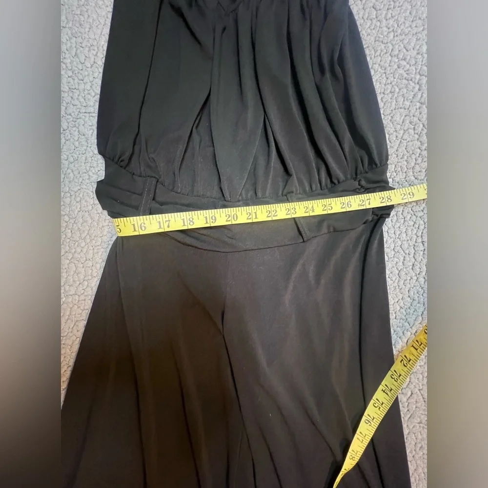 Lapis One Piece Pants Romper Womens Size Medium Black T Strap Sleeve Wide Leg - Picture 7 of 10